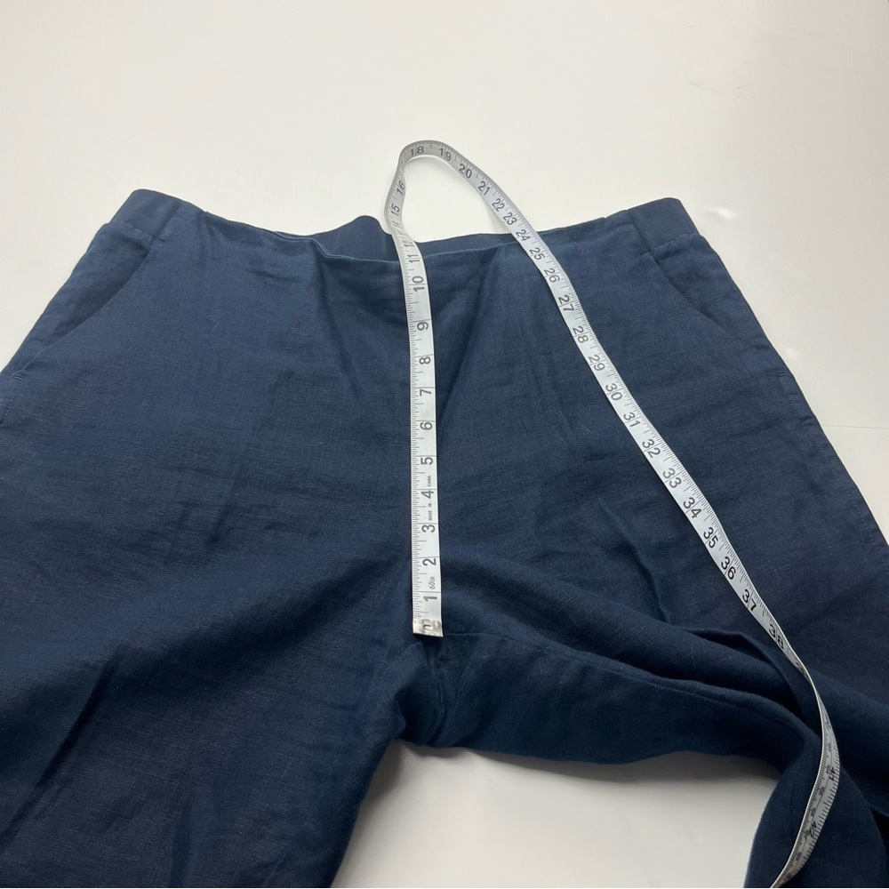J. Jill Love‎ Linen Cropped Pants Womens Large Petite Navy Blue Pull On Pockets - Picture 8 of 13